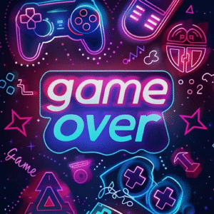 Oblea Comestible Game Over para Tarta – Decoración Gaming Cumpleaños