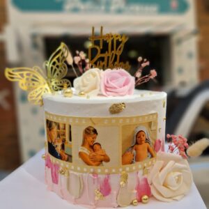Tarta Cumpleaños Elegante con Carrete de Fotos
